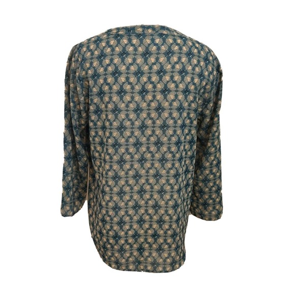 Cabi Women's Blouse 3/4 Sleeve Size Medium Green Print Flowy Sheer - Picture 2 of 6
